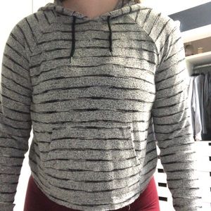 Gray + black striped hoodie